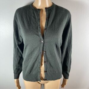 Carolyn Taylor Dark Green Crewneck Button Cardigan